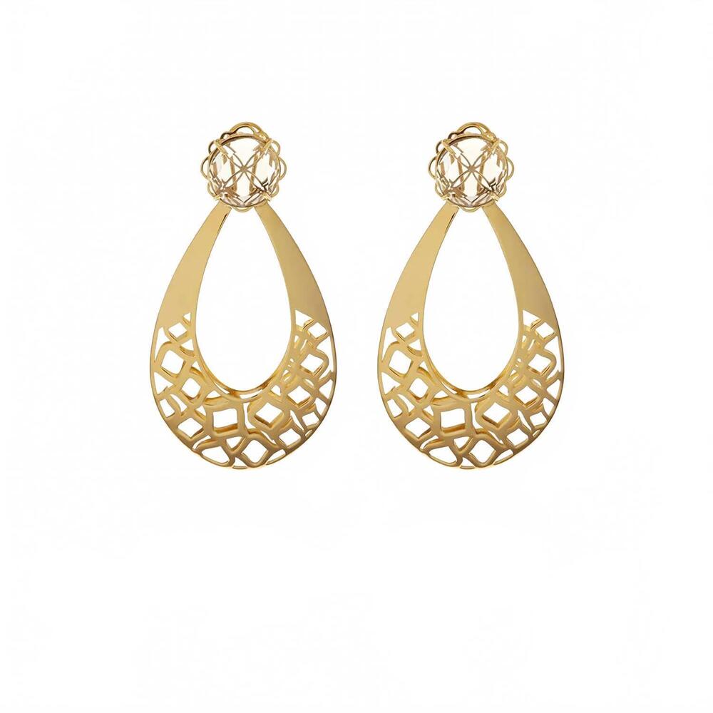 NEW GEORGINA JEWELRY women's racines drop smoky crystal earrings in gold